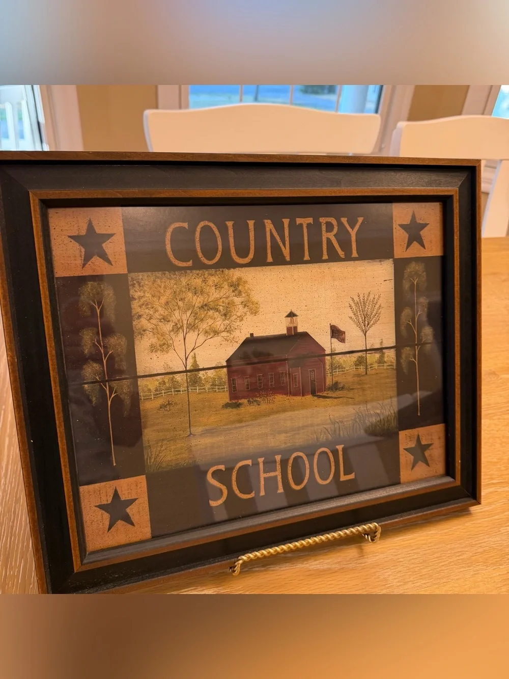 Country School Framed Wall Art - Rustic Brown